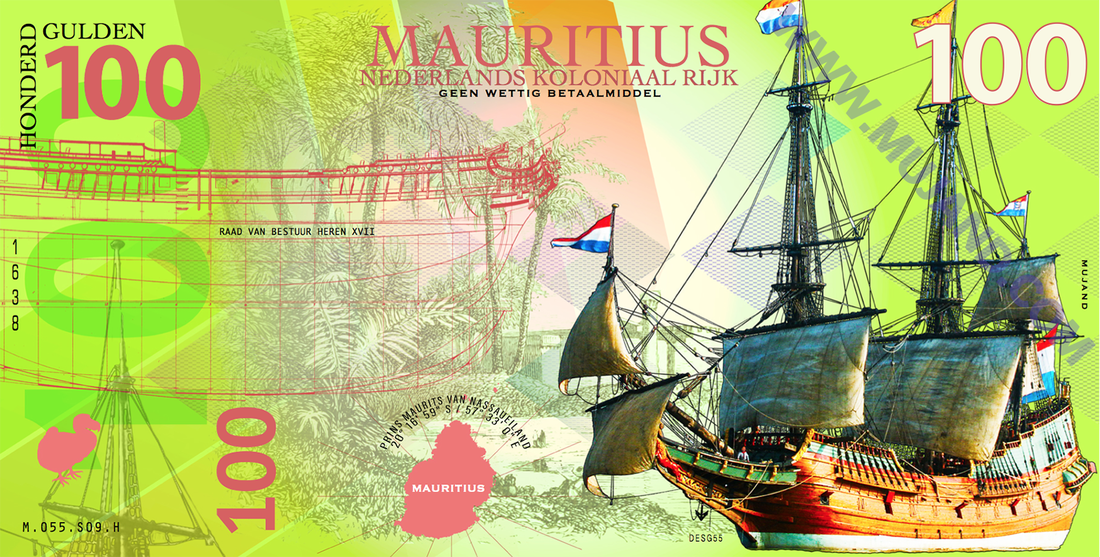 1000 Gulden 2016 Private POLYMER Netherlands Mauritius UNC > Mascarene Parrot 